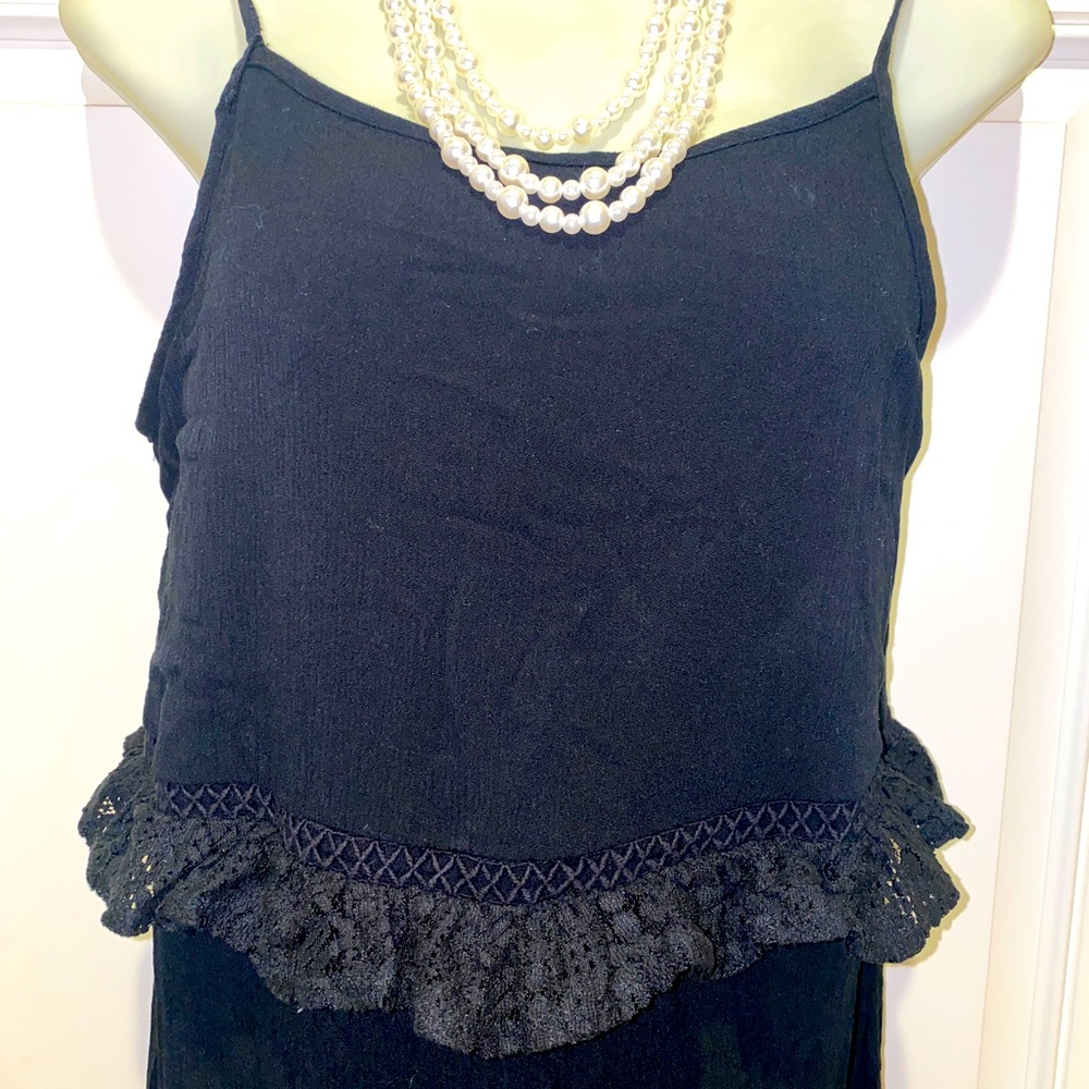 Spaghetti strap black ruffle dress